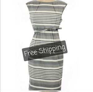 Professional Midi Dress in gray and white